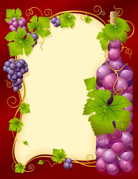 Vector grape frame with crown — Stock Vector
