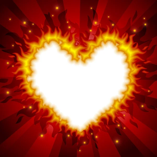 Ateşli kalp kart — Stok Vektör