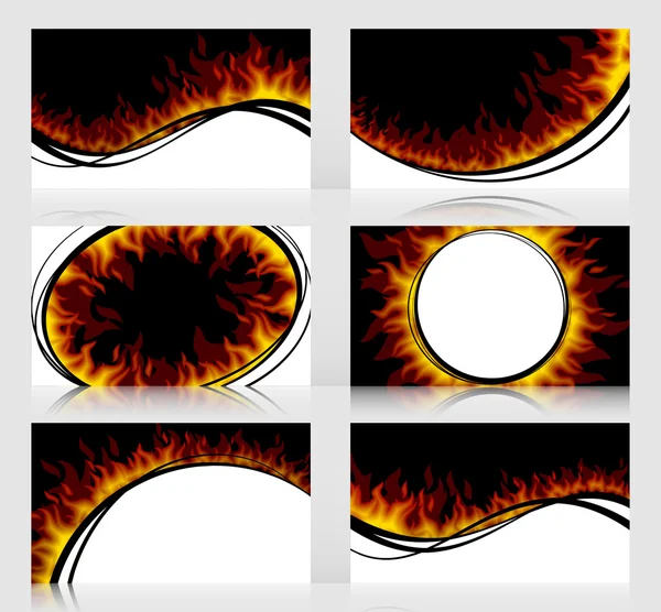 Ensemble de six cartes Fiery — Image vectorielle