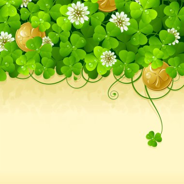 St. Patrick's Day frame with clover and golden coin 3 clipart