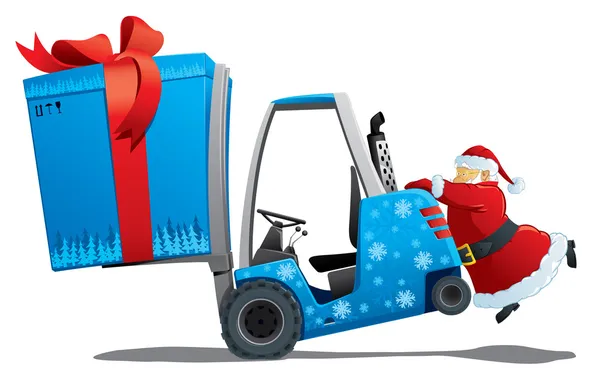 Père Noël avec une chargeuse de Noël — Image vectorielle