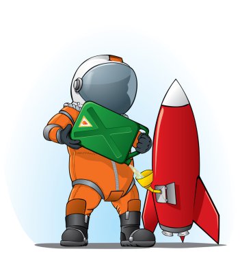 Astronaut filling the rocket clipart