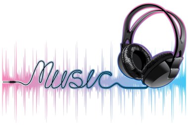 Neon pulsing music headphones clipart