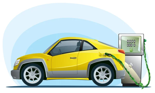 Eco voiture sur le biocarburant — Image vectorielle