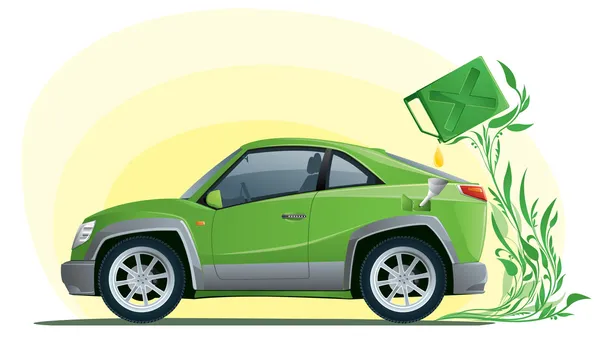 Eco car on the bio fuel — Stock Vector