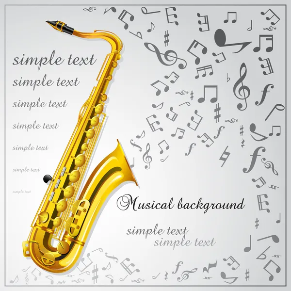 Saxofón. Fondo musical — Vector de stock