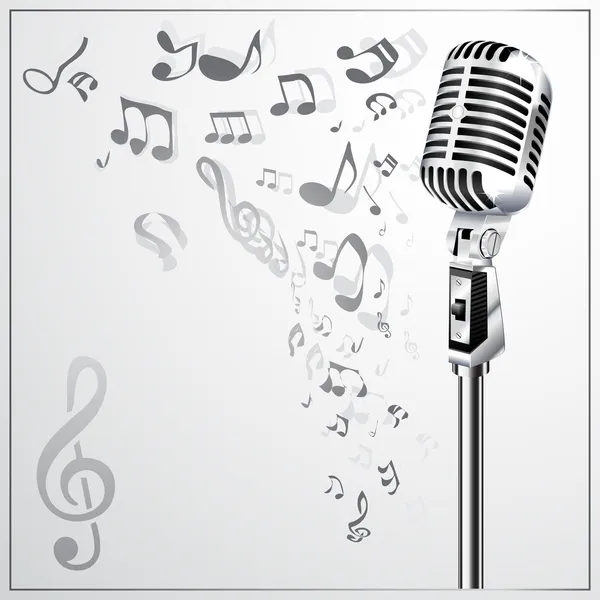 Fondo musical con micrófono retro — Vector de stock