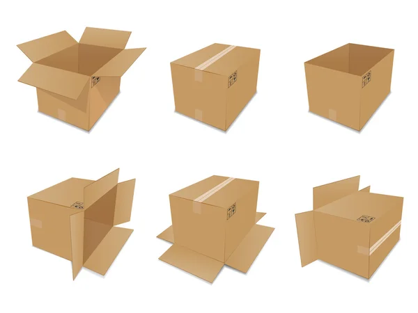 Conjunto de cajas de cartón vectorial — Vector de stock