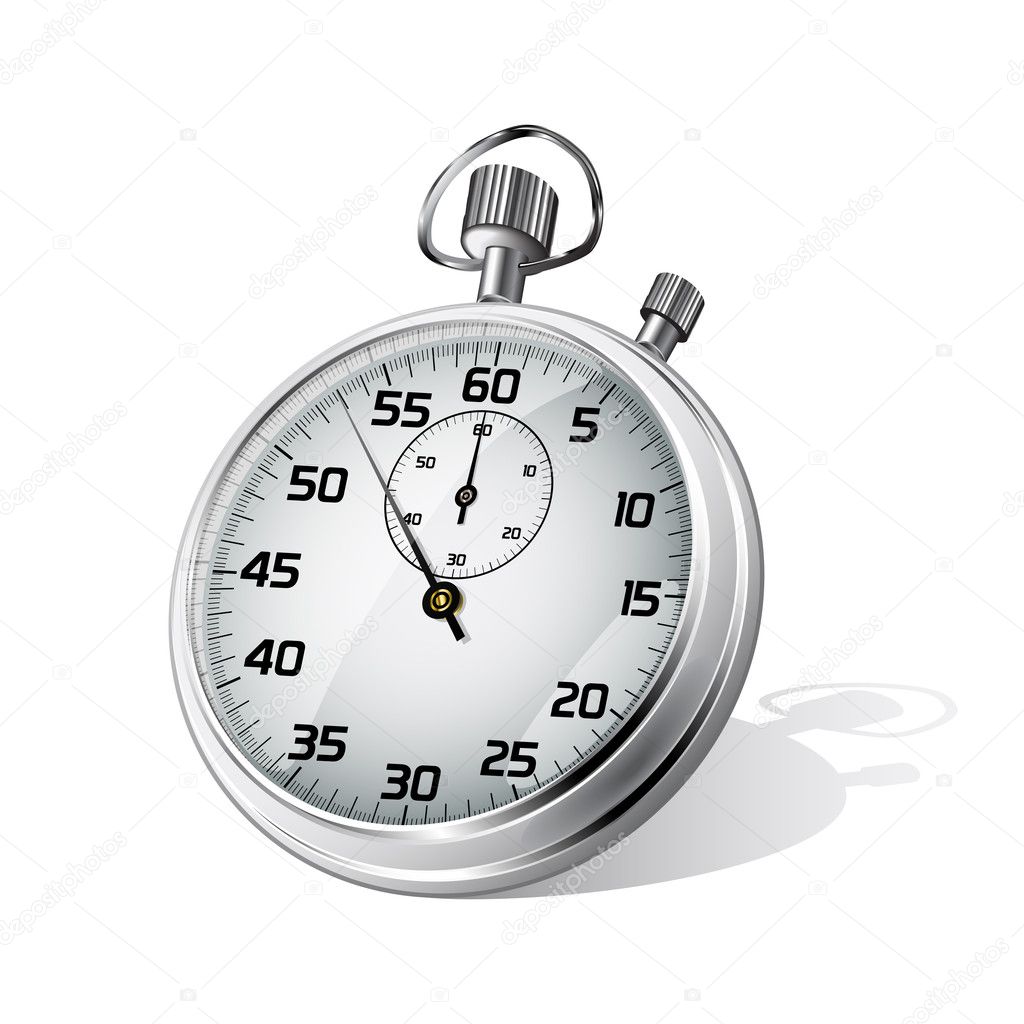 Vector illustration of stopwatch over white background