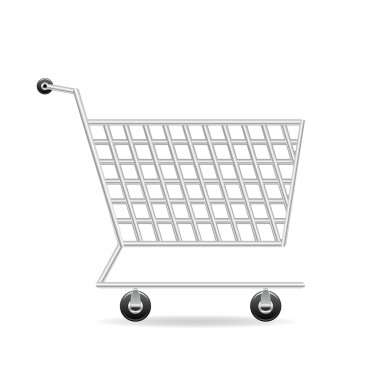 Vector illustration of shopping cart icon over white clipart