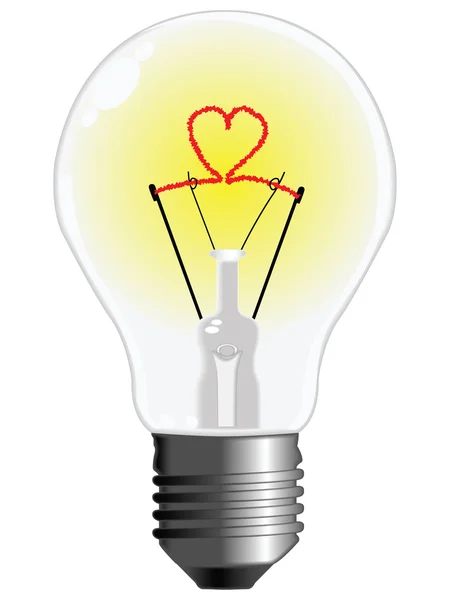 Ampoule avec coeur — Image vectorielle