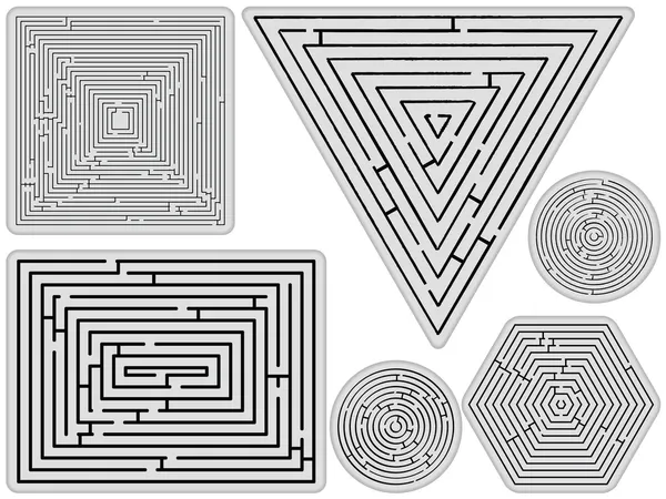 Labyrinter samling mot vit — Stock vektor
