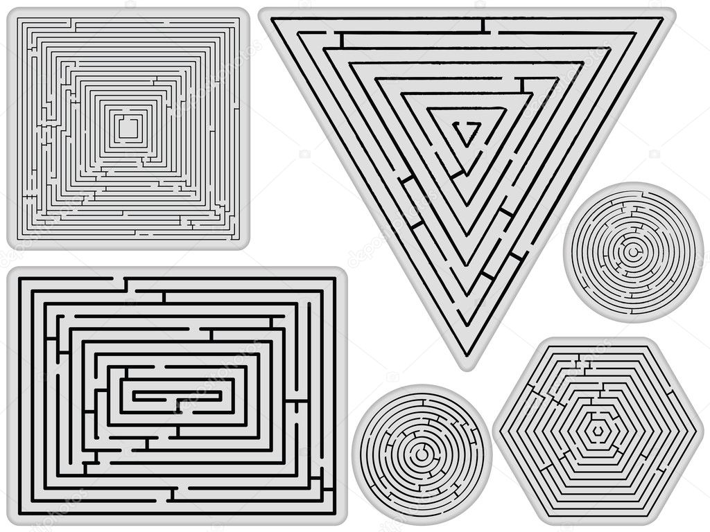 Mazes collection against white