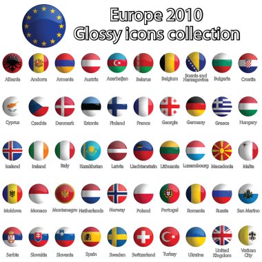 Europe glossy icons collection