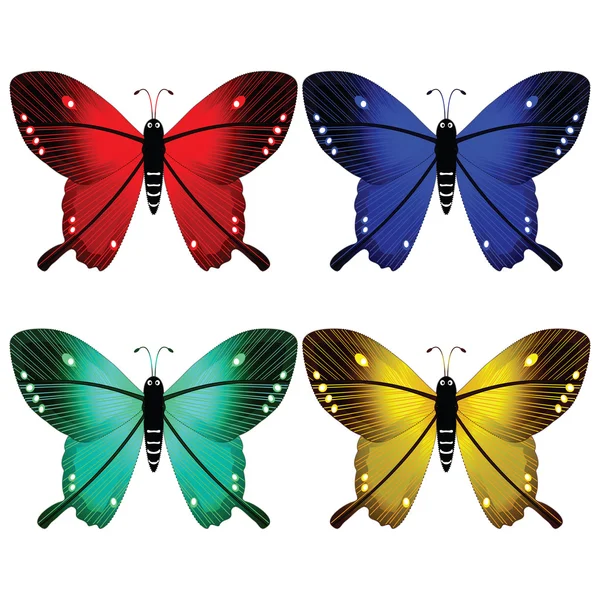 Vlinders tegen Wit — Stockvector