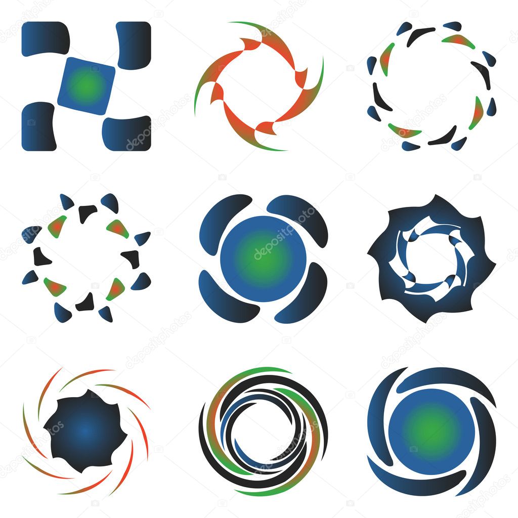 Various design elements collection against white background, abstract vector art illustration