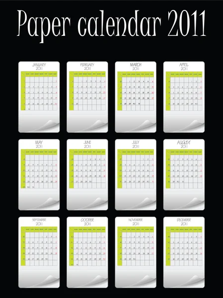 Papiervektorkalender für 2011 — Stockvektor
