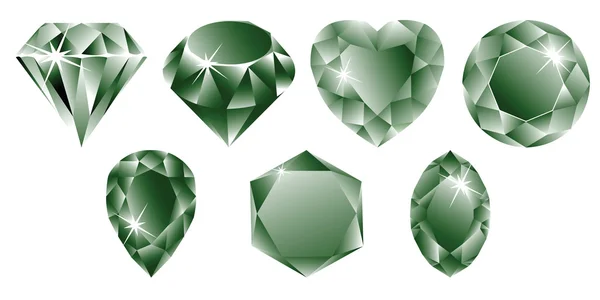緑のダイヤモンド コレクション — ストックベクタ