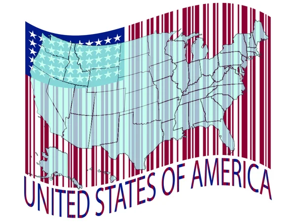United States Wavy Flag Map Abstract Vector Art Illustration — Stock Vector
