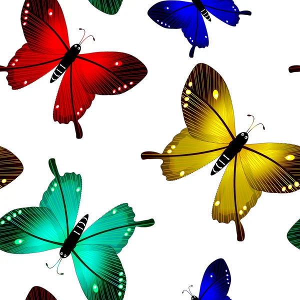 Бабочки Бесшовный Узор Абстрактная Векторная Иллюстрация — стоковый вектор