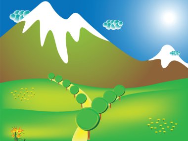 Road to the mountains, abstract vector art illustration clipart