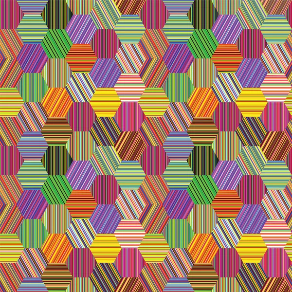 Hexagonal stripes patchwork — Stock Vector