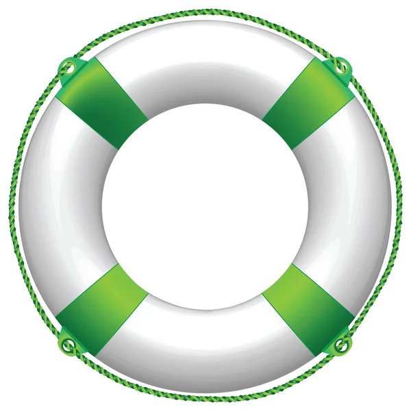 Зеленый Спасательный Круг Белом Фоне Абстрактная Векторная Иллюстрация — стоковый вектор