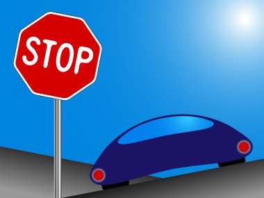 Car and stop clipart