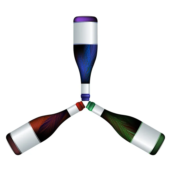Garrafa de vinho trio — Vetor de Stock