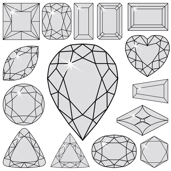 Sammlung grauer Diamanten — Stockvektor
