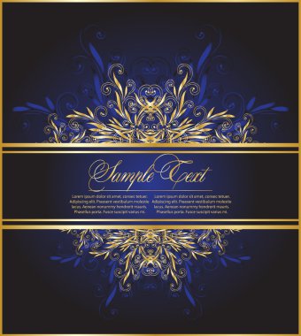 Elegance blue-gold elements clipart