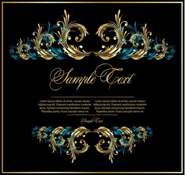 Elegance blue-gold frame clipart