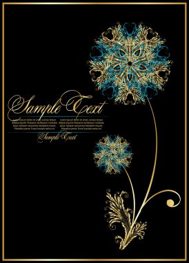 Abstract blue-gold flower clipart