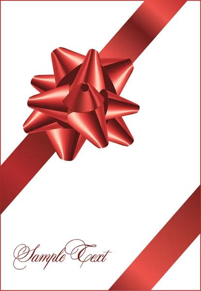 Arco rojo sobre una cinta roja con fondo blanco - vector de Navidad — Vector de stock