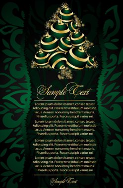 Green background with stylized xmas tree clipart