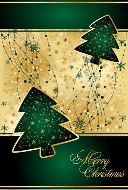 Xmas green card with snowflake clipart