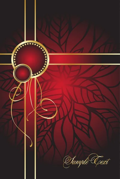 Rode strik op een rood lint met florale achtergrond — Stockvector