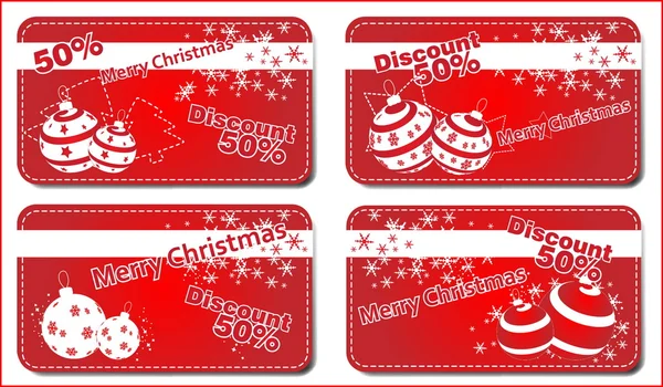 4 bannières rouges de Noël — Image vectorielle
