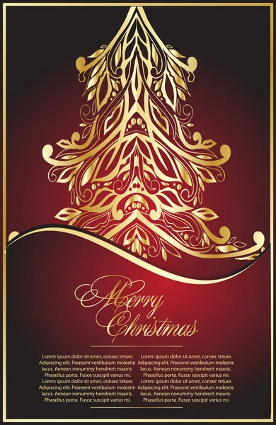 Background with gold Xmas tree — Stock Vector