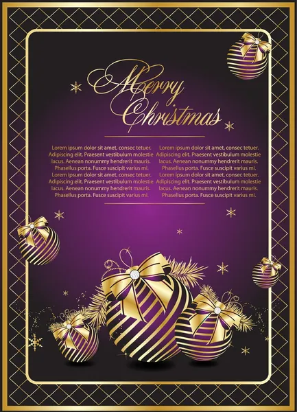 圣诞装饰紫球 — 图库矢量图片