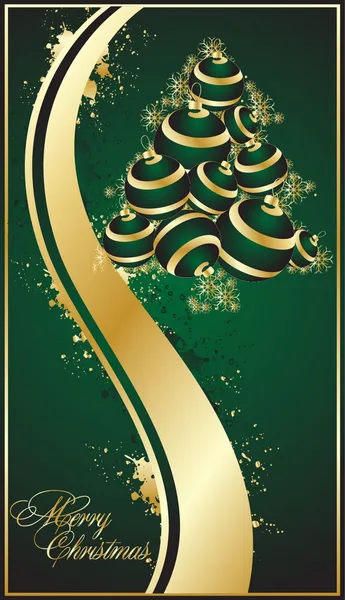 装飾的な緑のクリスマス背景 — ストックベクタ