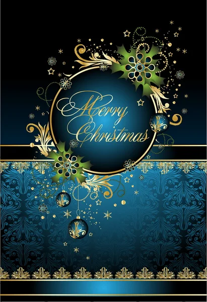 Boże Narodzenie niebieski ilustracja karty pozdrowienia — Wektor stockowy