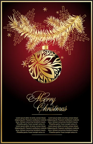 Рождественская елка с золотыми шариками — стоковый вектор
