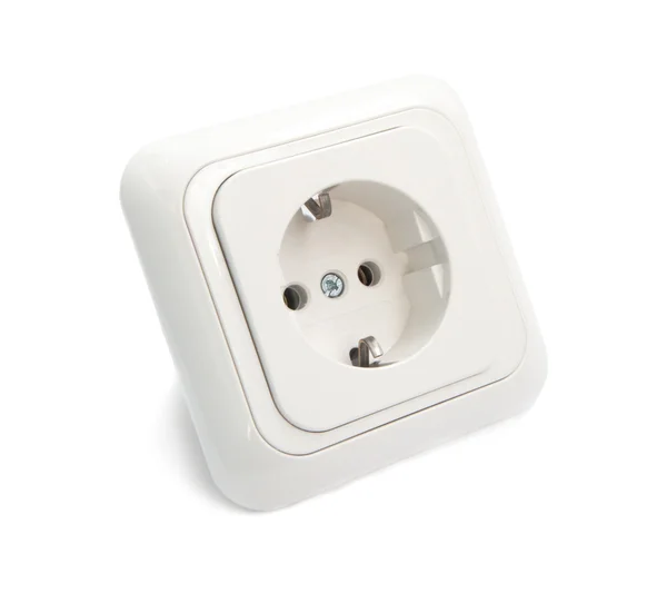 White Power Outlet and socket isolated — Stock Photo, Image