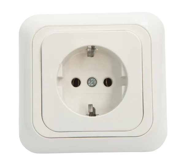 White Power Outlet and socket isolated — Stock Photo, Image