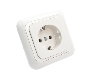 White Power Outlet and socket isolated clipart