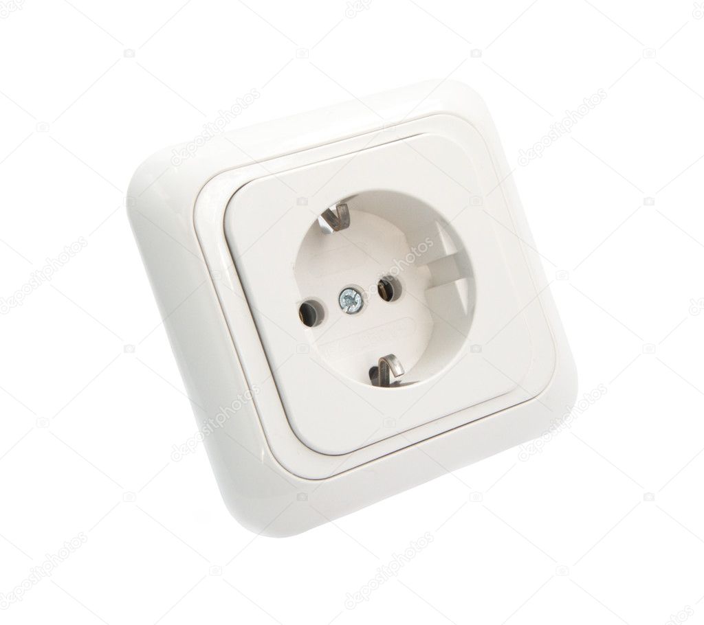 White Power Outlet and socket isolated