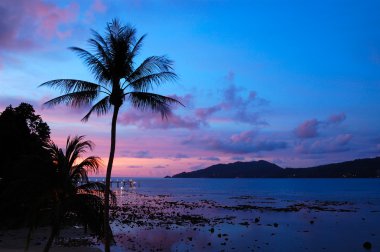 Sunset at the Patong beach, Phuket, Thailand clipart