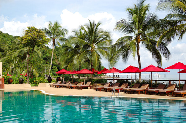 Swimming pool at the luxury hotel, Phuket, Thailand