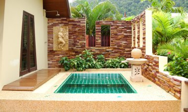 Outdoor jacuzzi at the luxury villa, Koh Chang, Thailand clipart